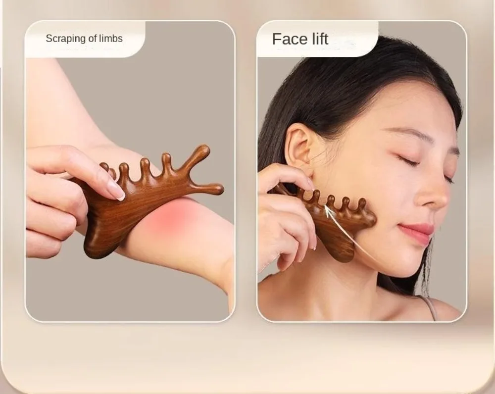 4 in1 Body Meridian Massage Comb Five Teeth Anti-Static Head Massage Comb Help Blood Circulation Wide Tooth Wood Massage Comb - Image 15