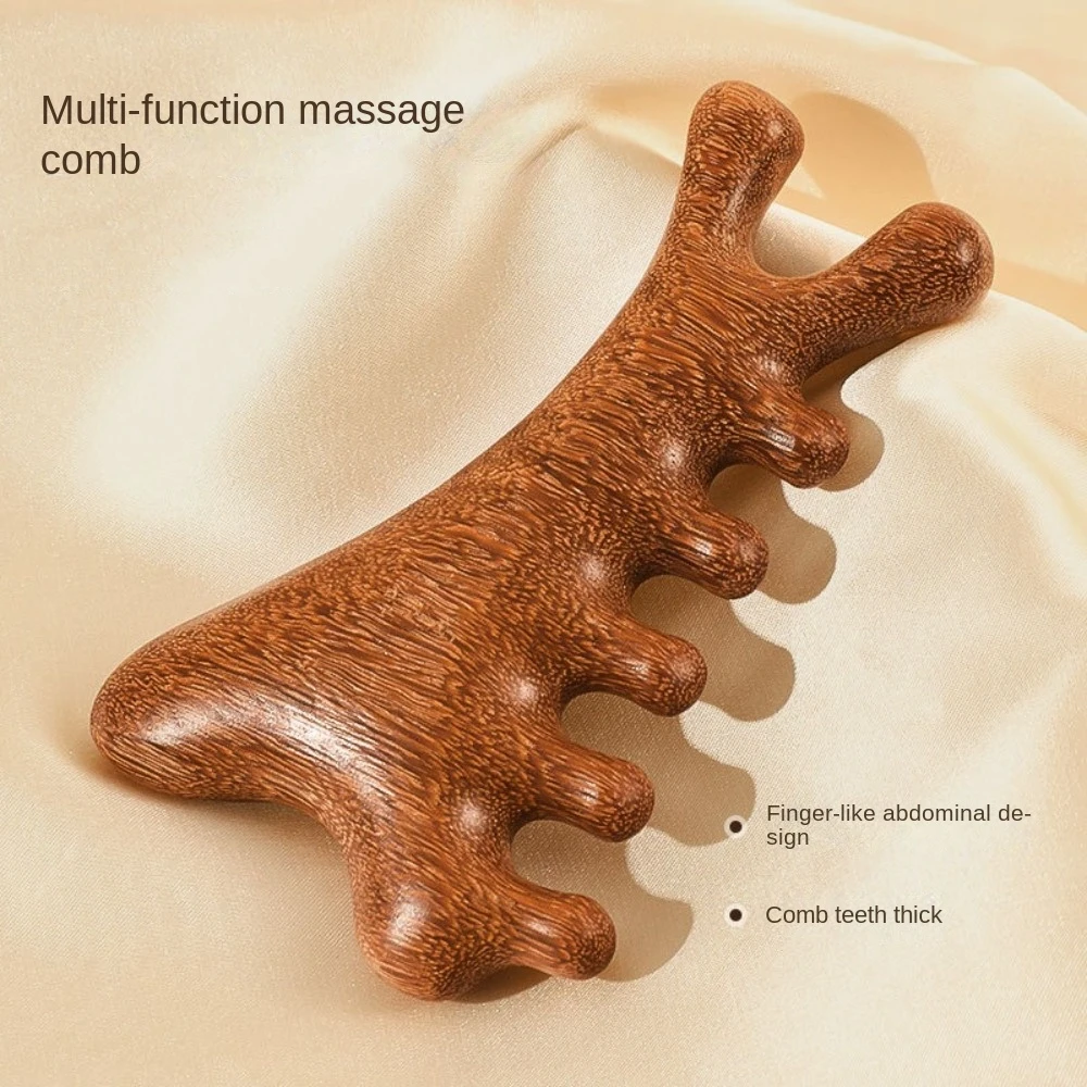 4 in1 Body Meridian Massage Comb Five Teeth Anti-Static Head Massage Comb Help Blood Circulation Wide Tooth Wood Massage Comb - Image 2