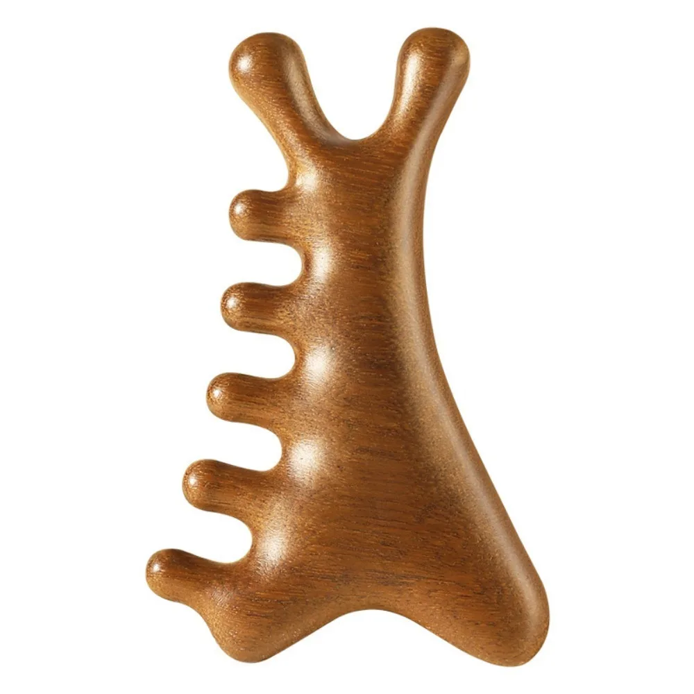 4 in1 Body Meridian Massage Comb Five Teeth Anti-Static Head Massage Comb Help Blood Circulation Wide Tooth Wood Massage Comb - Image 7