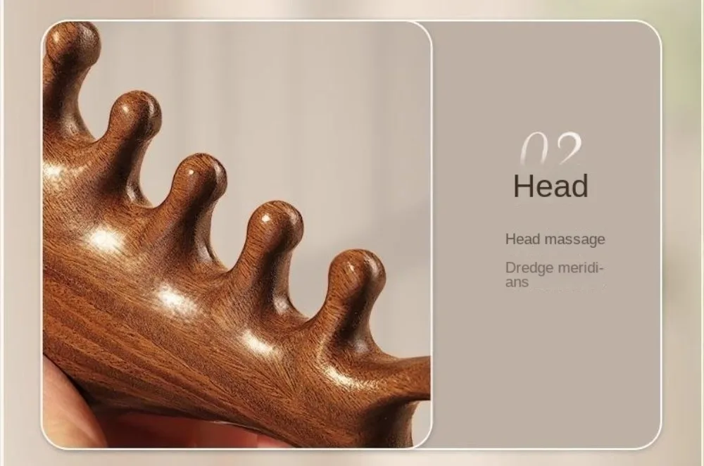 4 in1 Body Meridian Massage Comb Five Teeth Anti-Static Head Massage Comb Help Blood Circulation Wide Tooth Wood Massage Comb - Image 23