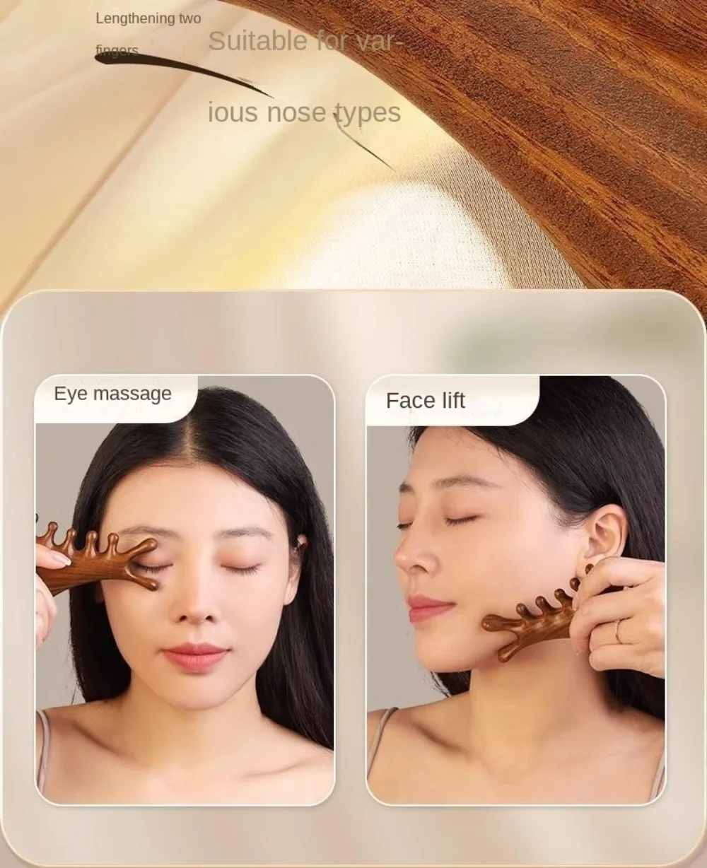 4 in1 Body Meridian Massage Comb Five Teeth Anti-Static Head Massage Comb Help Blood Circulation Wide Tooth Wood Massage Comb - Image 19